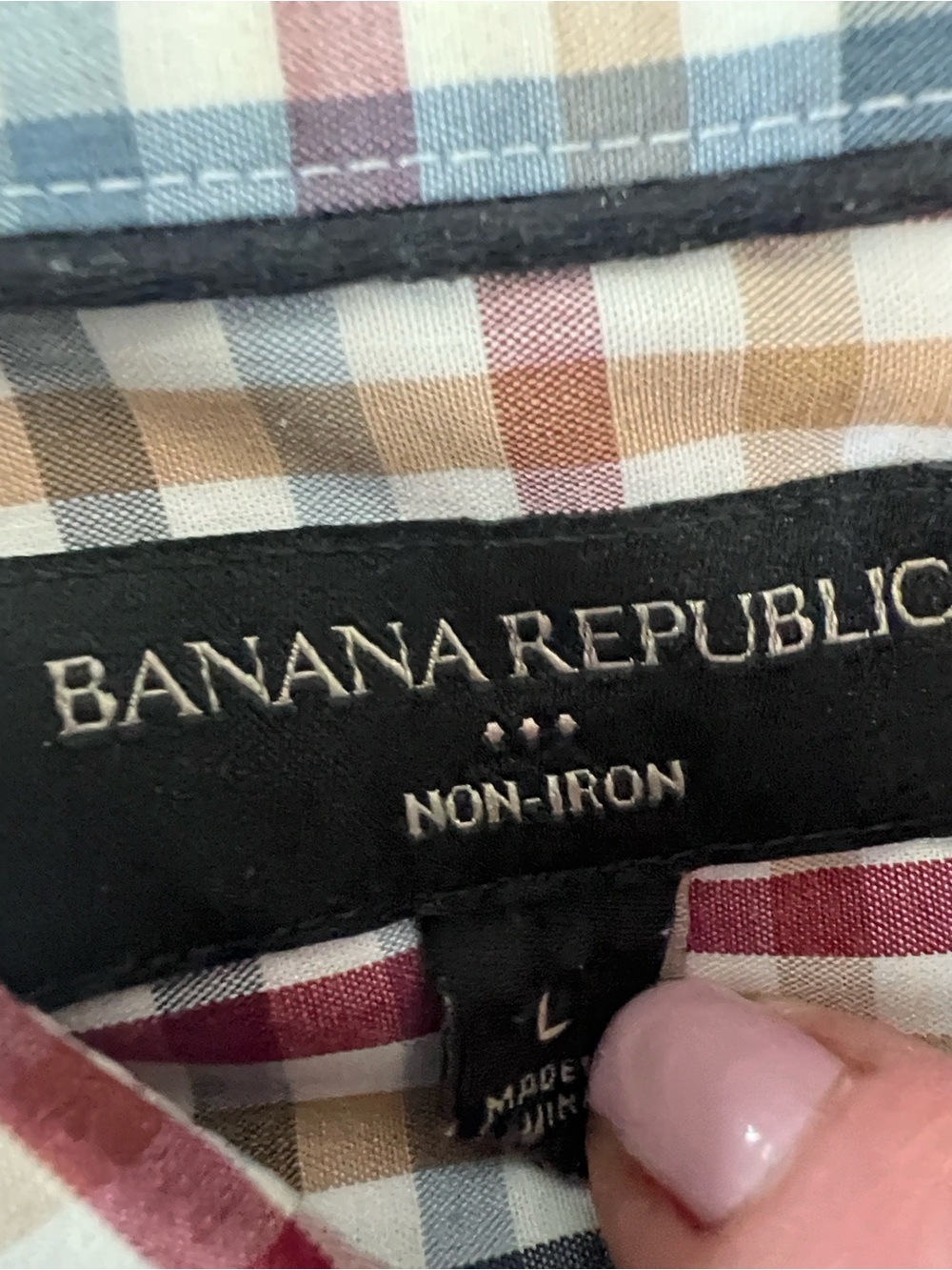 Banana Republic Men’s Plaid Button-Down Shirt in Blue, Burgundy, Tan